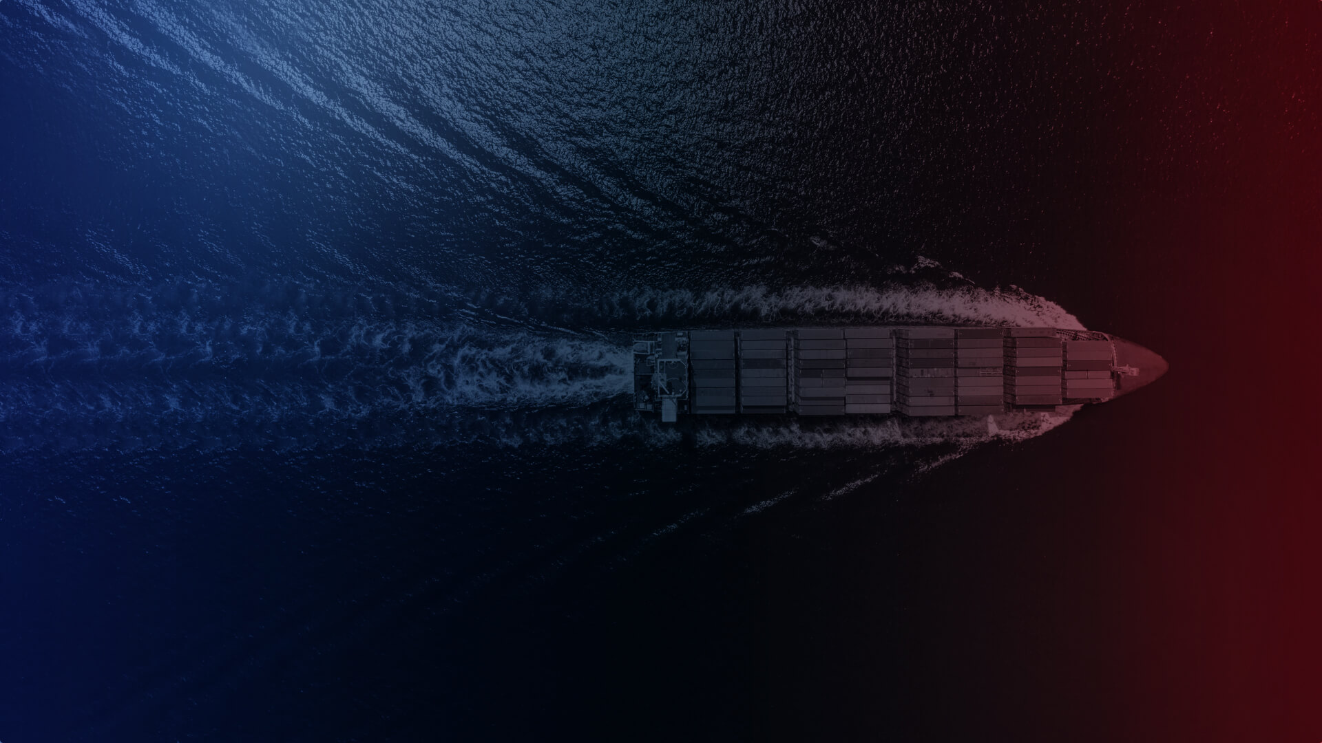 Container ship seen from above at sea